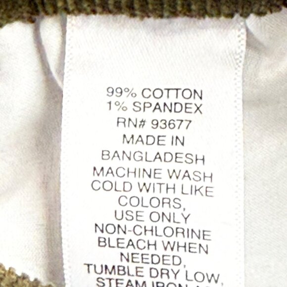 Mutual Weave Men's Olive Corduroy Relaxed Taper Stretch 5-Pocket Pants 32x34 NWT - Picture 7 of 11